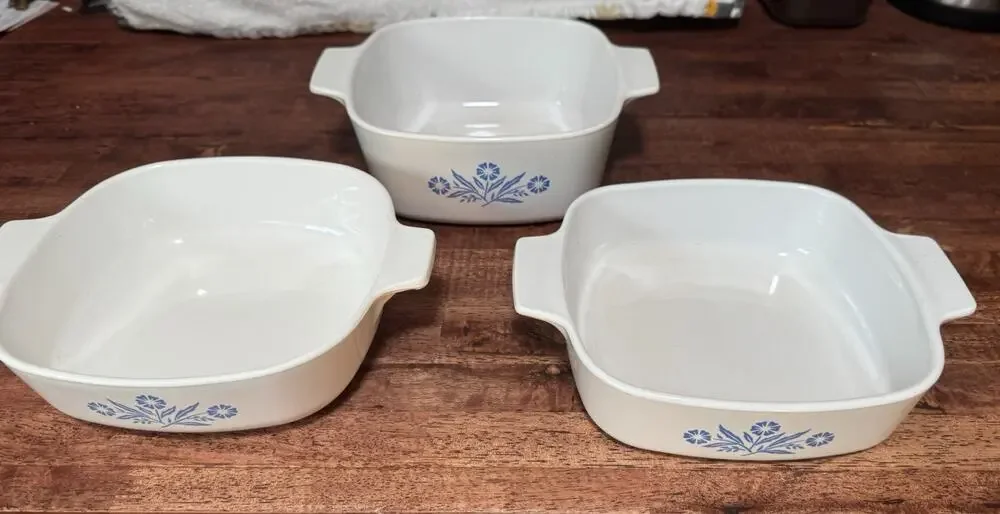 Corning Ware Casserole Blue Cornflowers set of 3 (P-1-B; A-1-B; A-1 1/2B)